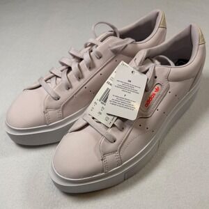 Adidas Sleek Super Pink Leather Platform Sneakers Minimalist Preppy 11 US